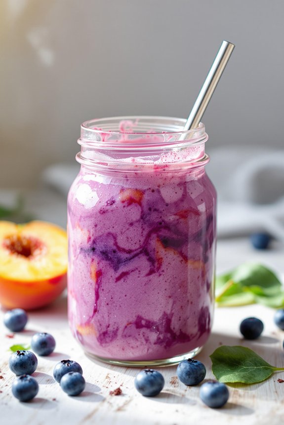 fresh peach blueberry smoothie