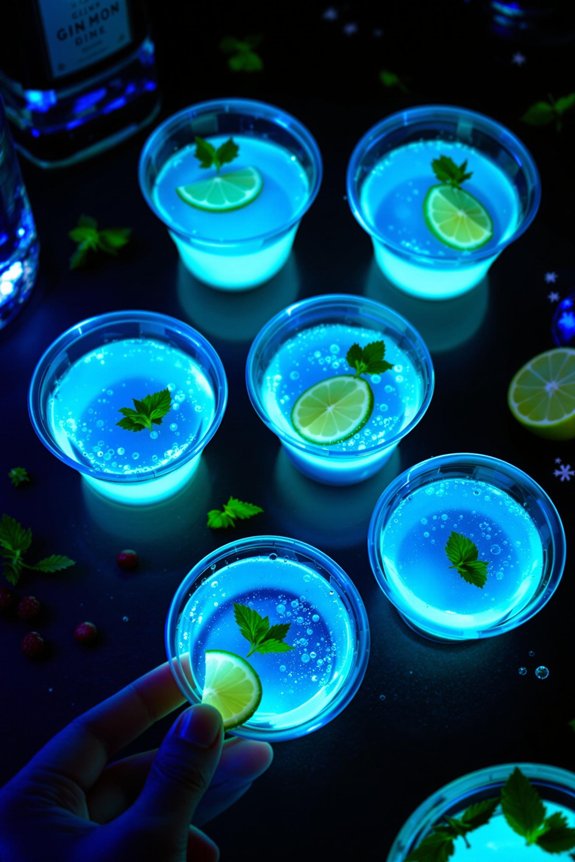 glowing gin tonic jello shots