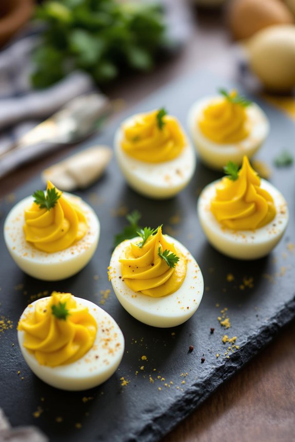 spicy curry ginger deviled eggs